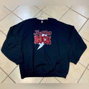 Womens Size XXL Black & Red Metallic Jingle Bell Rock Graphic Sweatshirt NWT